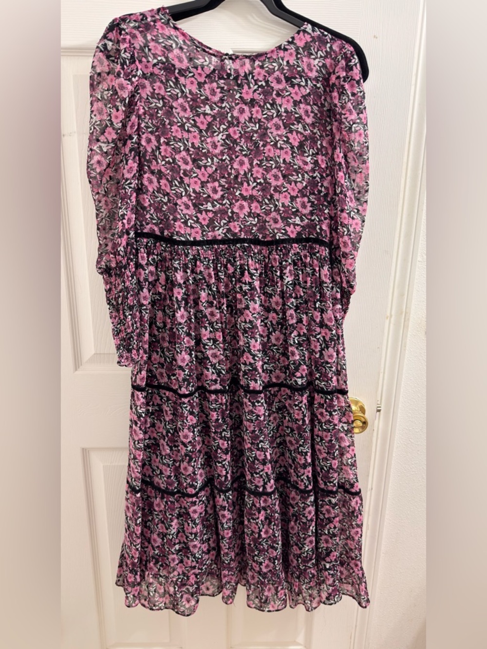 Zara Pink and Black Floral Midi Dress